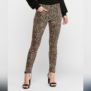 Vintage GUESS 1981 Power Skinny Leopard Animal Print Denim Jeans Size 27 RARE